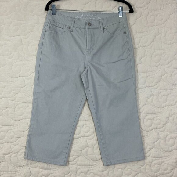 Gloria Vanderbilt Capris 2 LOT Teal Blue and Taupe Size 6 - Picture 4 of 12